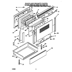 GW395LEGQ0 Gas Range Door and drawer Parts diagram