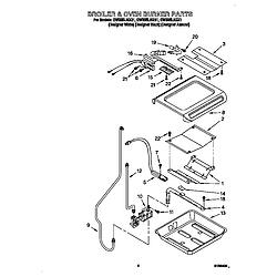 GW395LEGQ1 Gas Range Broiler and oven burner Parts diagram