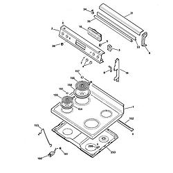 JBP56GR1 Electric Range Control panel & cooktop Parts diagram