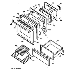 JBP65GS1WH Electric Range Door & drawer Parts diagram