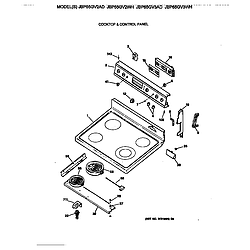 JBP65GV2AD Electric Range Cooktop & control panel Parts diagram