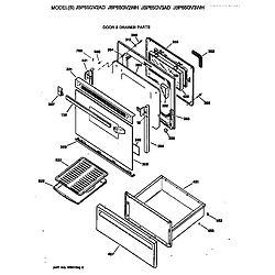 JBP65GV2AD Electric Range Door & drawer Parts diagram