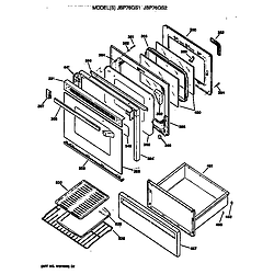 JBP76GS2WW Electric Range Door Parts diagram