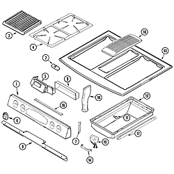 JDS9860AAB Slide-In Dual-Fuel Downdraft Range Control panel/top assembly Parts diagram