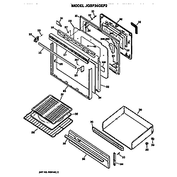 JGBP34GEP2AD Gas Range Door and broiler assembly Parts diagram