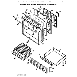 JGBP35GEP4WG Gas Range Door and drawer Parts diagram