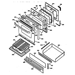 JGBP79AEW1AA Gas Range Door & drawer Parts diagram
