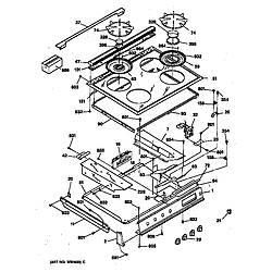 JGSP31WETWW Gas Range Control panel & cooktop Parts diagram