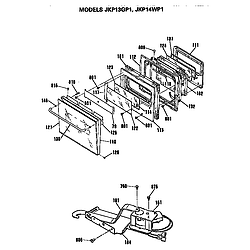 JKP13GP1BG Electric Wall Oven Door Parts diagram