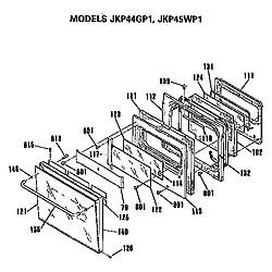 JKP45WP1 Electric Wall Oven Door Parts diagram