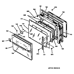 JMP28BA1AD Electric Range Door Parts diagram