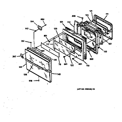 JMP28BW1AD Electric Range Oven door Parts diagram