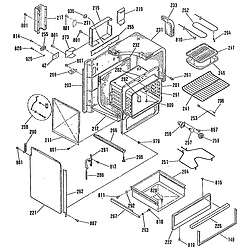 JSP28GP Range Oven body/insulation top and sides Parts diagram