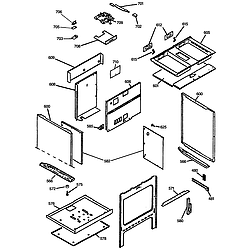 JSP69WVWW 30" Slide-In Downdraft Range Lower oven cabinet assembly Parts diagram