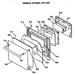 JTP10GP Electric Wall Oven Door Parts diagram