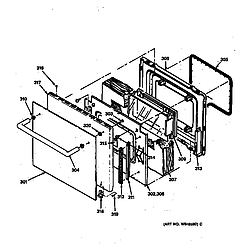 JTP11WS2WG Electric Wall Oven Oven door Parts diagram