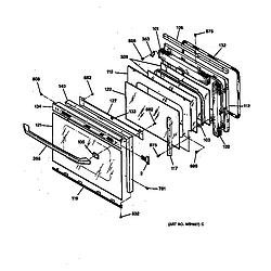 JTP16GV2BB Built-In Electric Oven Oven door Parts diagram