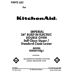 KEBI241WBL1 Electric Range Front cover Parts diagram