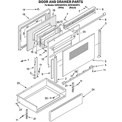 KERC500HWH3 Electric Range Door and drawer Parts diagram