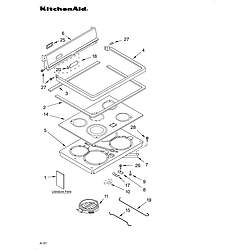 KERC507HWH3 Electric Range Cooktop/literature Parts diagram