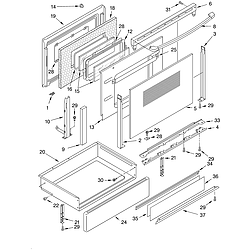 KERC607HBS4 Electric Freestanding Range Door and drawer Parts diagram