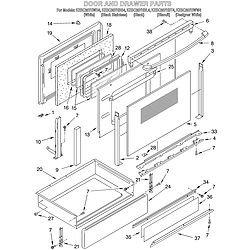 KESC307HBT4 Electric Slide-In Range Door and drawer Parts diagram