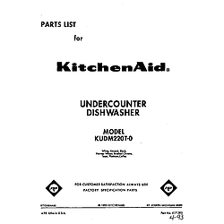 KUDM220T0 Dishwasher Front cover Parts diagram