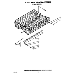 KUDM220T0 Dishwasher Upper rack and track Parts diagram