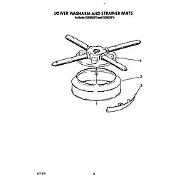 KUDM220T4 Dishwasher Lower washarm and strainer Parts diagram