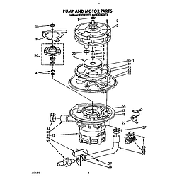 KUDM220T4 Dishwasher Pump and motor Parts diagram