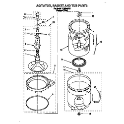 LLR9245BQ1 Direct-Drive Washer Agitator, basket and tub Parts diagram