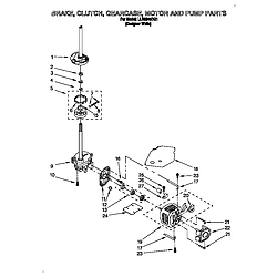 LLR9245BQ1 Direct-Drive Washer Brake, clutch, gearcase, motor and pump Parts diagram