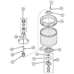 LWA40AW2 Top Loading Washer Agitator, drive bell and wash tub Parts diagram