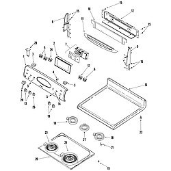 MER5875QCB Range Control panel/top assembly Parts diagram