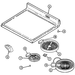 MER6770AAW Free Standing Electric Range Top assembly Parts diagram