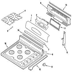 MGR6875ADB Gemini 30" Double Oven Freestanding Gas Range Control panel/top assembly Parts diagram