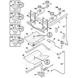 PLGF389ACA Gas Range Burner Parts diagram