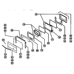 RED30VQ Electric Drop-In Range Main oven door assembly Parts diagram