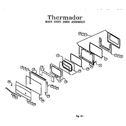 RED30VQW Drop-In Electric Range Main oven door assembly Parts diagram