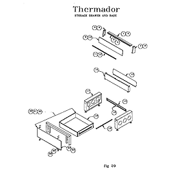 RED30VQW Drop-In Electric Range Storage drawer and base Parts diagram