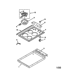 RS675PXGQ0 Electric Range Cooktop Parts diagram