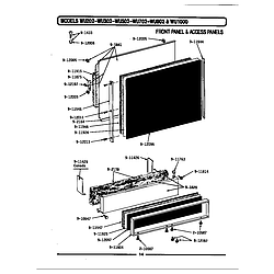 WU1000 Dishwasher Front panel & access panels Parts diagram