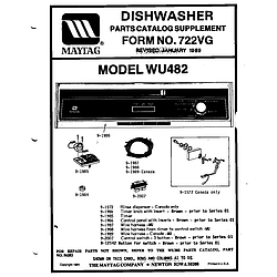 WU482 Dishwasher Catalog supplement (wu482 & wc482) Parts diagram