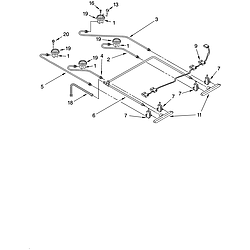 YKGRT607HS5 Free Standing Gas Range Cooktop burner Parts diagram